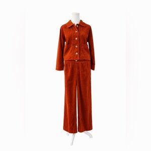 Anthropologie| Knot Sisters Corduroy Matching Set | Rust | Size Small